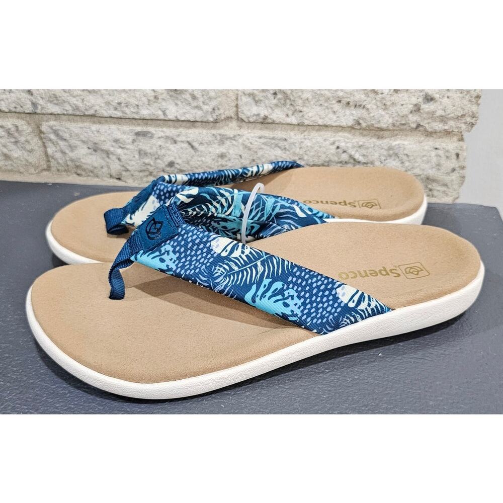 Spenco Victoria Memory Foam Supportive Sandal Flipflop Tropical Blue W Sz 8 NEW